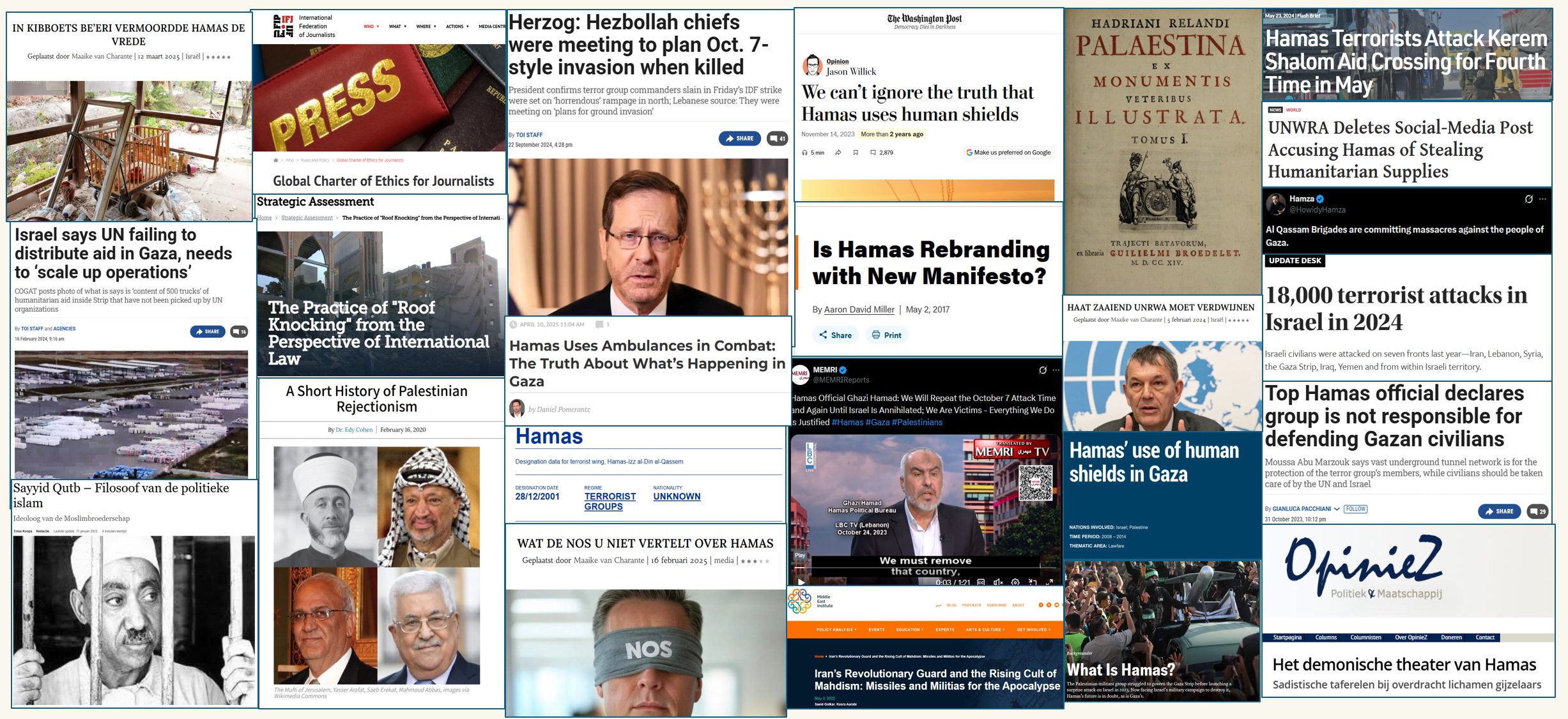 Verzwegen feiten collage van artikelen 